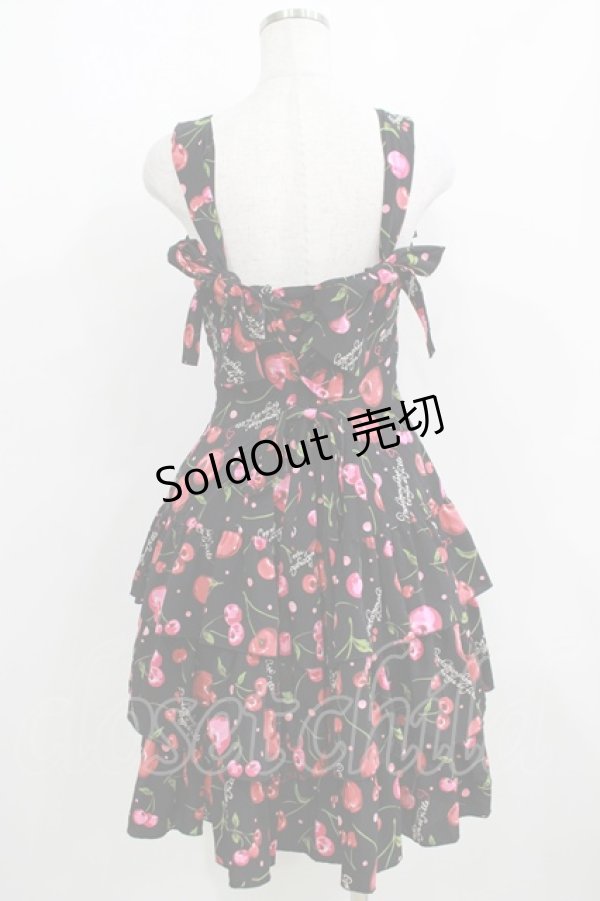 画像3: metamorphose / Vintage Cherryジャンパースカート（ロイヤルデシン） Free ブラック H-25-04-08-1049-ME-OP-NS-ZH (3)