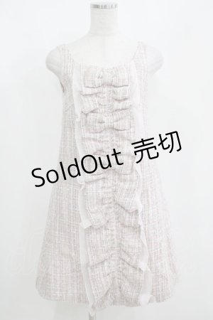 画像: JESUS DIAMANTE / BIGフリルリボンツィードワンピース 40 ピンク H-25-04-08-1055-JE-OP-NS-ZH