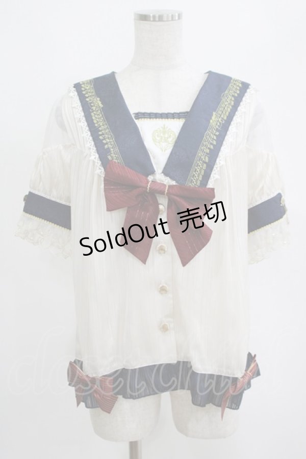 画像1: Ichigo Mikou（海外ロリータブランド） / ストライプセーラーブラウス M~L ネイビー H-25-04-08-1063-LO-BL-NS-ZH (1)