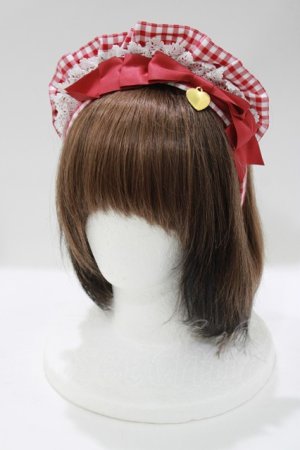 画像: metamorphose / Chelseaフリルカチューシャ(ギンガム)  レッド H-25-04-08-1073-ME-AC-NS-ZH