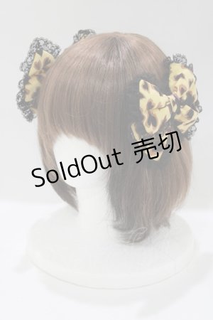 画像: metamorphose / ハートひょう柄リボンヘアコーム  ブラウン H-25-04-08-1079-ME-AC-NS-ZH