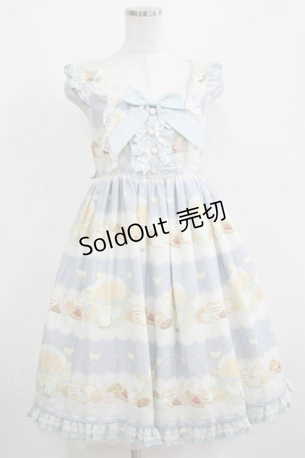 画像1: Dear Celine / クッキープリントジャンパースカート Free サックス H-25-04-08-1009-LO-OP-NS-ZH (1)