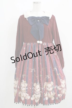 画像: Cute Q（海外ロリータブランド） / Circus Teddy Bearワンピース Free ボルドー H-25-04-08-1012-EL-OP-NS-ZH