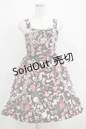 画像: metamorphose / ビスケット柄リボンジャンパースカート Free ブラック H-25-04-08-1014-ME-OP-NS-ZH