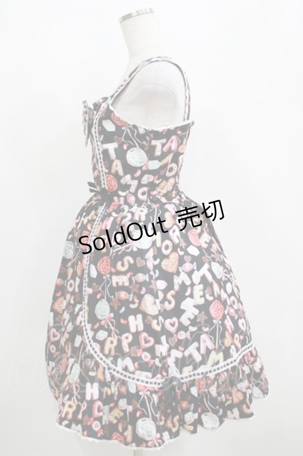 画像2: metamorphose / ビスケット柄リボンジャンパースカート Free ブラック H-25-04-08-1014-ME-OP-NS-ZH (2)