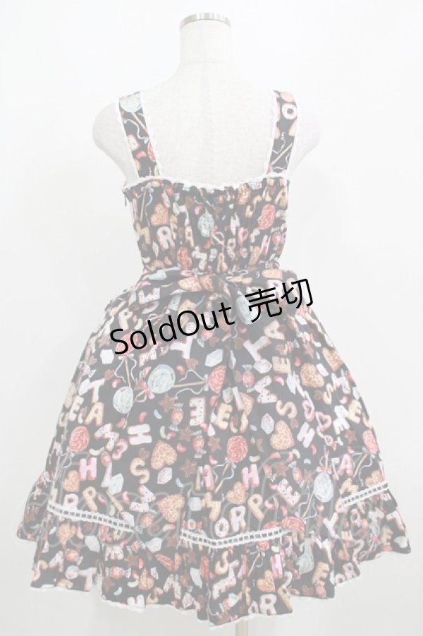 画像3: metamorphose / ビスケット柄リボンジャンパースカート Free ブラック H-25-04-08-1014-ME-OP-NS-ZH (3)