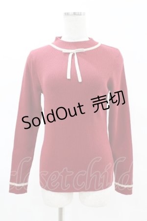 画像: Fi.n.t / 配色リボンタイリブニットプルオーバー Free RED H-25-04-08-008-CA-TO-NS-ZH