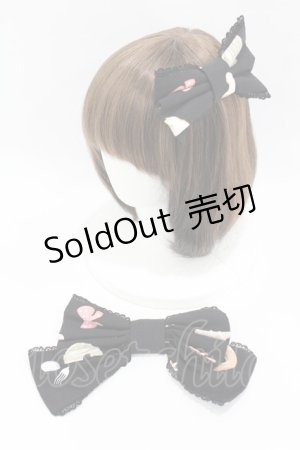 画像: Angelic Pretty / ア・ラ・カルトティータイムバレッタ+リボンブローチ  ブラック H-25-04-08-021-AP-AC-NS-ZH