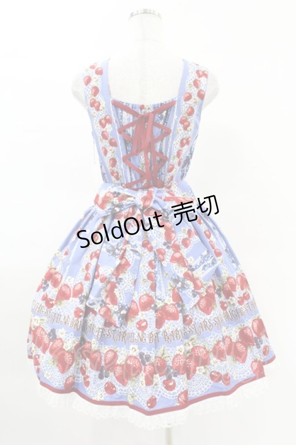 画像2: BABY,THE STARS SHINE BRIGHT / Strawberry’s Heart Drops柄ジャンパースカートI Free ブルー H-25-04-09-038-BA-OP-NS-ZH (2)