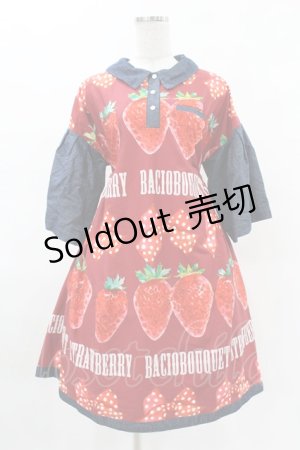 画像: Bacio Bouquet（海外ロリータブランド） / Strawberryワンピース L ブルー/レッド H-25-04-09-049-LO-OP-NS-ZH