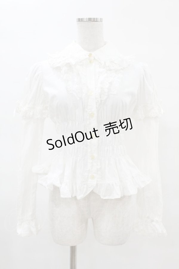 画像1: Angelic Pretty / リボンちゃんシャーリング付け袖ブラウス Free オフ H-25-04-09-055-AP-BL-NS-ZH (1)