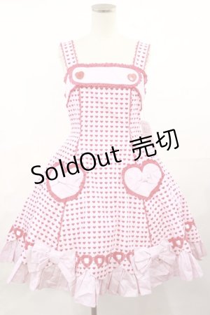 画像: Angelic Pretty / ドキドキハートジャンパースカート  ピンク H-25-04-09-1002-AP-OP-NS-ZH