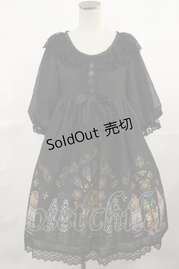 画像1: Inori（海外ロリータブランド） / Stained Glassワンピース M ブラック H-25-04-09-1014-LO-OP-NS-ZH (1)