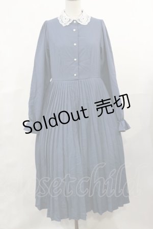 画像: m petit by misako / レース襟プリーツワンピース M ブルー H-25-04-09-1021-LO-OP-NS-ZH