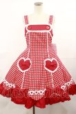 画像1: Angelic Pretty / ドキドキハートジャンパースカート Free レッド H-25-04-09-1003-AP-OP-NS-ZH (1)
