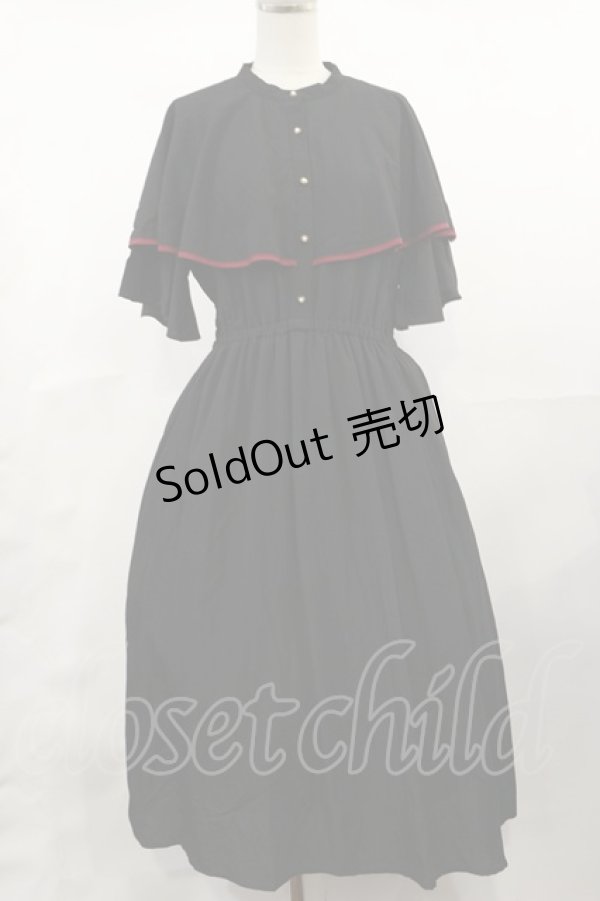 画像1: axes femme / パイピングケープワンピース M ブラック H-25-04-09-1025-AX-OP-NS-ZH (1)