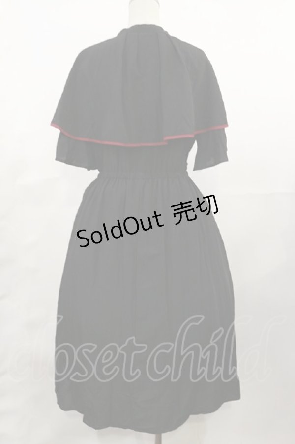 画像2: axes femme / パイピングケープワンピース M ブラック H-25-04-09-1025-AX-OP-NS-ZH (2)