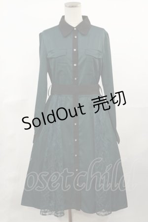 画像: axes femme / バイカラー襟シャツワンピース M グリーン H-25-04-09-1026-AX-OP-NS-ZH