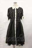 画像1: axes femme / マルチストライプ半袖ワンピ M ブラック H-25-04-09-1027-AX-OP-NS-ZH (1)
