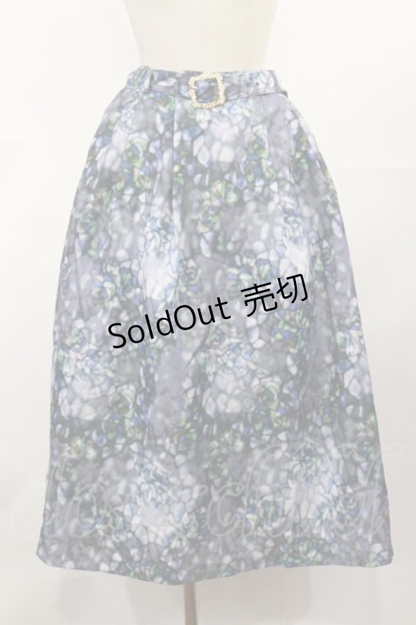 画像1: axes femme / ステンドグラスランプ柄スカート M ネイビー H-25-04-09-1030-AX-SK-NS-ZH (1)