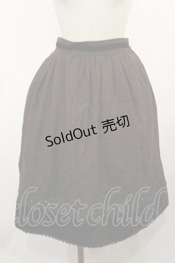 画像1: axes femme / 裾刺繍入りミディスカート M ブラウン H-25-04-09-1031-AX-SK-NS-ZH (1)