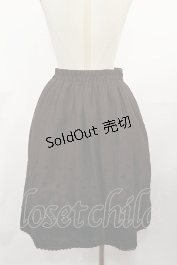 画像2: axes femme / 裾刺繍入りミディスカート M ブラウン H-25-04-09-1031-AX-SK-NS-ZH (2)