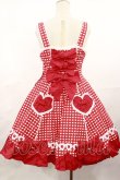 画像3: Angelic Pretty / ドキドキハートジャンパースカート Free レッド H-25-04-09-1003-AP-OP-NS-ZH (3)