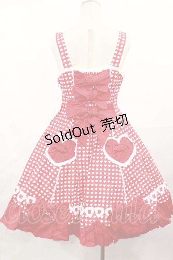 画像3: Angelic Pretty / ドキドキハートジャンパースカート Free レッド H-25-04-09-1003-AP-OP-NS-ZH (3)