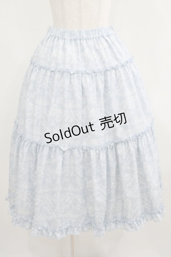 画像1: m petit by misako / NINA'Sコラボスカート L アイボリー/サックス リバーシブル H-25-04-10-1027-LO-SK-NS-ZH (1)