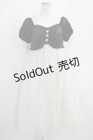画像: Sara Bell（海外ロリータブランド） / ビジューボタンドットワンピース M ブラック/オフ H-25-04-10-1032-EL-OP-NS-ZH