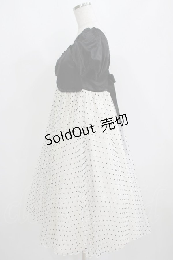 画像2: Sara Bell（海外ロリータブランド） / ビジューボタンドットワンピース M ブラック/オフ H-25-04-10-1032-EL-OP-NS-ZH (2)