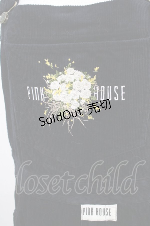 画像4: PINK HOUSE / 刺繍コールサロペット Free ブラック H-25-04-10-1047-LO-OP-NS-ZH (4)