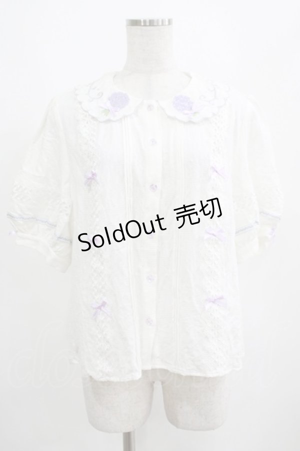 画像1: 絵本少女（海外ロリータブランド） / 刺繍ブラウス XL オフ H-25-04-10-1054-LO-BL-NS-ZH (1)
