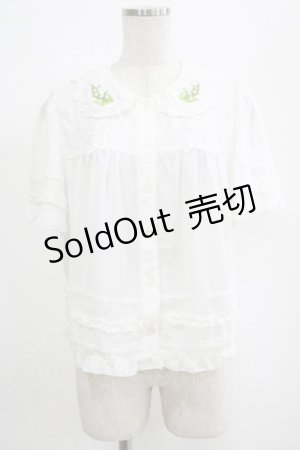 画像: 絵本少女（海外ロリータブランド） / すずらん刺繍ブラウス L オフ H-25-04-10-1055-LO-BL-NS-ZH