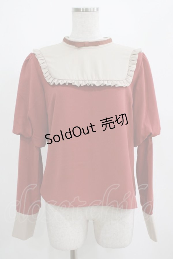 画像1: Maison de FLEUR Petite Robe canone / シスター気取るフリルブラウス M Brick Red H-25-04-10-1056-EL-BL-NS-ZH (1)