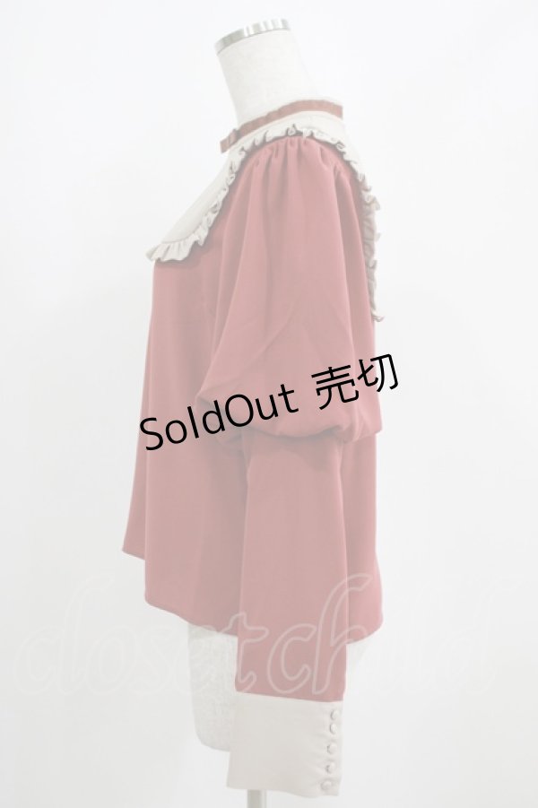 画像2: Maison de FLEUR Petite Robe canone / シスター気取るフリルブラウス M Brick Red H-25-04-10-1056-EL-BL-NS-ZH (2)
