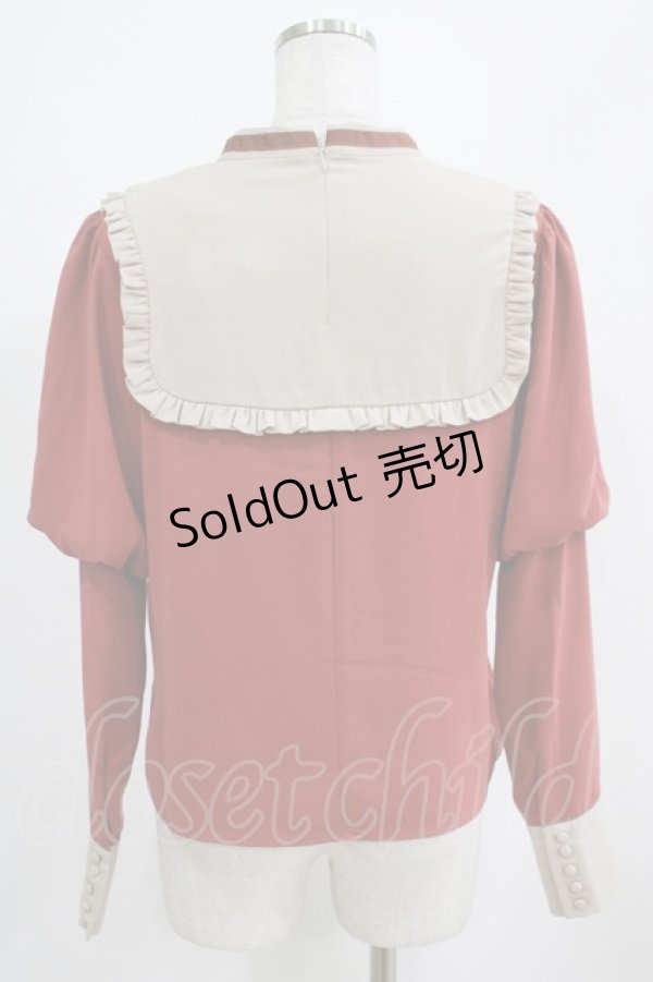 画像3: Maison de FLEUR Petite Robe canone / シスター気取るフリルブラウス M Brick Red H-25-04-10-1056-EL-BL-NS-ZH (3)