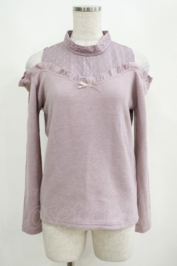 画像1: axes femme POETIQUE / インナー重ね肩開きカットプルオーバー M ラベンダー H-25-04-10-1058-AX-TO-NS-ZH (1)