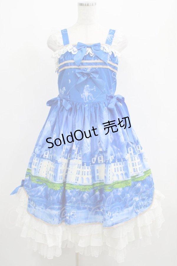 画像1: Neverland Lolita（海外ロリータブランド） / Lakeside Castleジャンパースカート Free ブルー H-25-04-10-1002-GO-OP-NS-ZH (1)