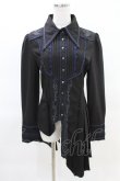 画像1: OZZ ANGELO / 薔薇刺繍アシメブラウス  黒×青 H-25-04-10-012-OO-BL-KB-ZH (1)