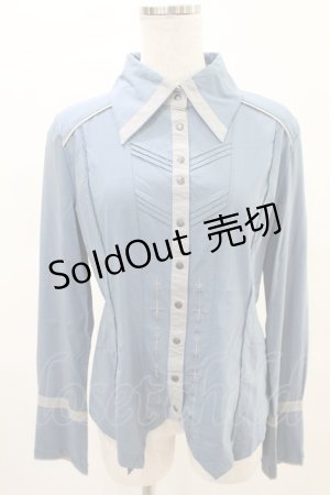 画像: Rozen Kavalier / 配色ラインブラウス  ブルー×グレー H-25-04-10-013-OO-BL-KB-ZH