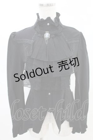 画像: Rozen Kavalier / カメオジャボ付スタンドカラーブラウス  黒 H-25-04-10-014-OO-BL-KB-ZH