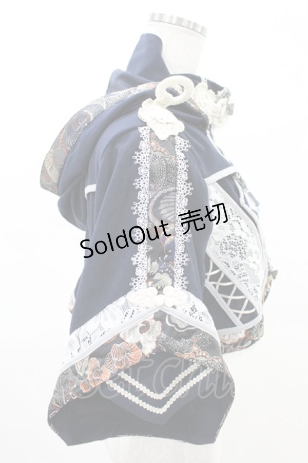 画像2: Ozz oneste / 巫祭神装ショートパーカー  紺×白 H-25-04-10-020-OO-TO-KB-ZH (2)