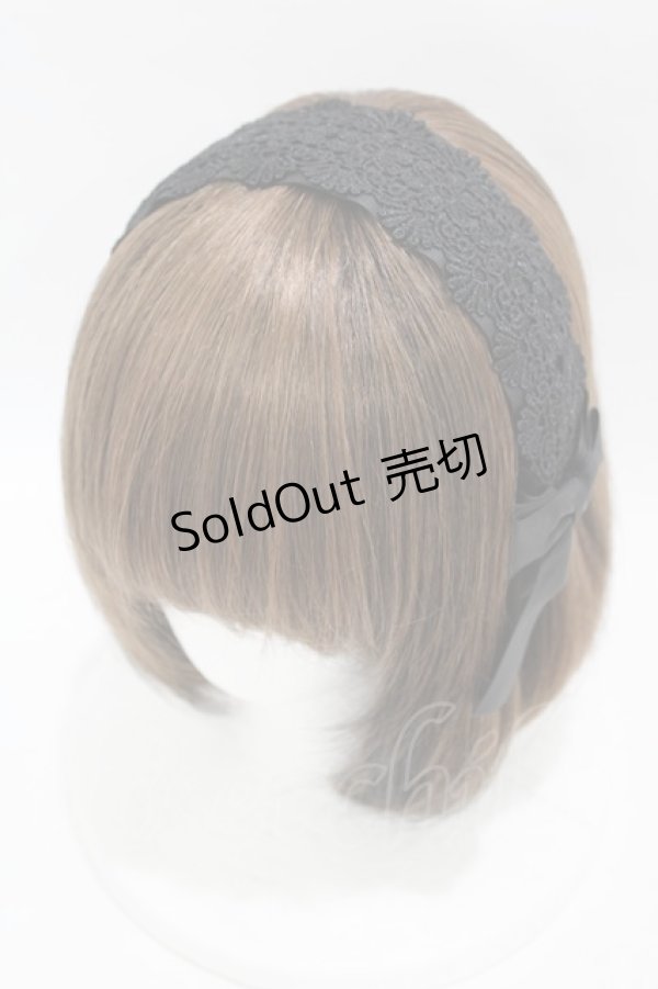 画像1: m petit by misako / レースリボンカチューシャ  ブラック H-25-04-11-040-LO-AC-NS-ZH (1)