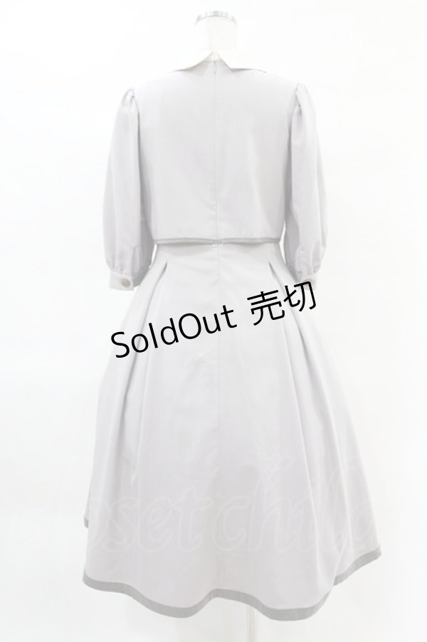 画像2: Maison de FLEUR Petite Robe canone / 才女のあなたとネクタイワンピース M Gray H-25-04-11-004-EL-OP-NS-ZH (2)