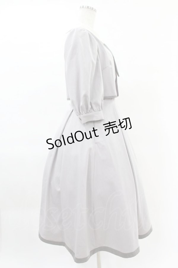 画像3: Maison de FLEUR Petite Robe canone / 才女のあなたとネクタイワンピース M Gray H-25-04-11-004-EL-OP-NS-ZH (3)