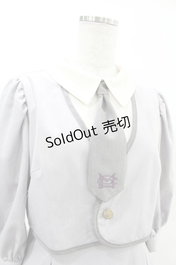 画像4: Maison de FLEUR Petite Robe canone / 才女のあなたとネクタイワンピース M Gray H-25-04-11-004-EL-OP-NS-ZH (4)