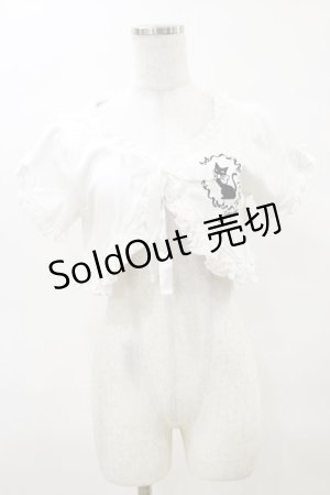 画像: PUTUMAYO / 黒猫刺繍フリルボレロ  白 H-25-04-11-1005-PT-TO-KB-ZH