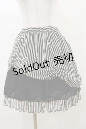 画像: PEACE NOW / ストライプシフォンバッスルスカート  黒 H-25-04-11-1043-PU-SK-KB-ZH