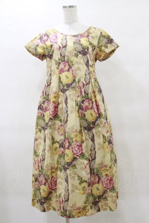 画像: Jane Marple Dans Le Salon / Flower Wallpaperのエンパイアドレス  ベージュ H-25-04-11-1062-JM-OP-KB-ZH
